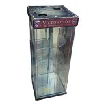 A VINTAGE VICTORINOX SWISS ARMY KNIVES SHOPS TABLE TOP GLASS DISPLAY CABINET, with circular interior