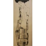 AFTER EGON SCHIELE 1890-1910,AN EXPRESSIONIST LITHOGRAPH PORTRAIT ON EMBOSSED PAPER 'Titled ‘