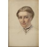 WILLIAM GALE, 1823 - 1909, WATERCOLOUR Portrait of the Artist's wife, mounted, framed and glazed,