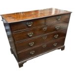 A LARGE 19TH CENTURY MAHOGANY CHEST OF TWO SHORT ABOVE THREE LONG DRAWERS Fitted with brass