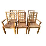 STEWART LINFORD, A SET OF SIX INCLUDING TWO CARVERS SOLID ELM AND BURR ELM DINING CHAIRS With