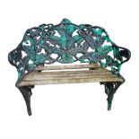 A SMALL COALBROOKDALE DESIGN FERN LEAF BENCH Iron two seat garden bench. (113cm x 50cm x 84cm)