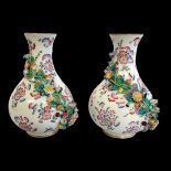 MEISSEN, A PAIR OF FINE 18TH CENTURY ACADEMIC DOT PERIOD FLORA DESIGN VASES, CIRCA 1740 - 1763 A