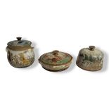 A COLLECTION OF MID CENTURY ART POTTERY Comprising a large jar and cover, tureen and cheese bell,