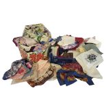 A LARGE COLLECTION OF VARIOUS SILK TEXTILES, CLOTH AND ACCESSORIES To include Cerruti silk hankie,