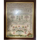 A VICTORIAN NEEDLEWORK SAMPLER, Maude Foot aged 12, 1891 Birdseye maple framed and glazed along with