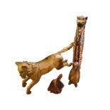 A MID 20TH CENTURY TRIBAL AFRICAN STANDING CAT polychrome painted, a large carved wood model of a