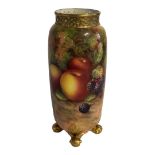 A ROYAL WORCESTER VASE finely painted by Edward Townsend, with pierced gilded neck the body with