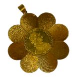 AN AUSTRIAN 24CT GOLD FOUR DUCAT COIN AND 9CT GOLD PENDANT MOUNT Coin bearing a portrait bust of