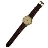 OMEGA DE VILLE,A VINTAGE YELLOW METAL AND STAINLESS STEEL GENTS WRISTWATCH slim case with textured