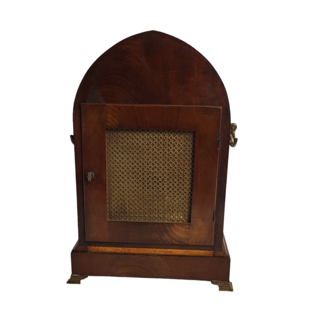 WINTERHALDER AND HOFMEIER, A 19TH CENTURY GERMAN MAHOGANY AND BRASS MANTLE CLOCK Having an arch form - Image 5 of 5