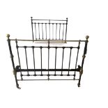 A VICTORIAN BRASS AND IRON DOUBLE BEDSTEAD with side rails. W136 x L194 x H147cm.