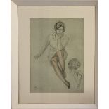 R D MOORE FL 1940-1960 PEN & WATERCOLOUR Study of a seated female Signed and dated 62, mounted