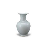 A pale blue glazed Vase, first half 20th century, â€¨â€¨the ovoid body with an incised lotus scroll,