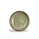 A ge type shallow bowl, probably Ming or earlier, the grey glaze with fine brownstained crackle, the