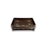 A Wooden Opium Tray, c.1900,â€¨â€¨of rectangular form, inlaid on the sides in 'mother of pearl' with