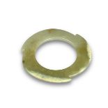 A pale celadon jade notched disc, xuanji, late Neolithic period, pierced with a central aperture,