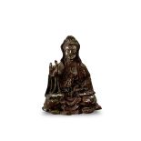 A small bronze seated Guanyin,H:6.2cm.