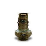 A Japanese bronze and cloisonne vase