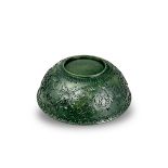 A Spinach Jade Bowl, Republic period, finely and very thinly carved in Mughal style with scrolling