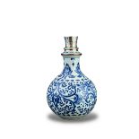 A Blue and White Huqqa Base, Kangxi, for the near Eastern market, the body of globular form