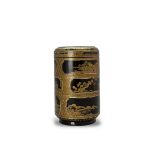 An Elegant three tiered Lacquer Food Container, Jubako, Edo period, 17th century, of cylindrical