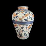 A Japanese Imari Baluster Vase, probably 18th century, well decorated with peony, 34cm.,good