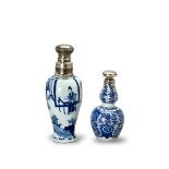 Two blue and white Silver Mounted Vases, Kangxi, the mounts 19th century Dutch, comprising a