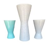 THREE 20TH CENTURY POOLE POTTERY FLOWER VASES. SHAPE 714 Probably designed by John Adams and