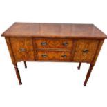 A GEORGE III DESIGN WALNUT SIDEBOARD With two central drawers flanked by two cupboard doors,