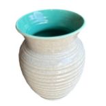 A 20TH CENTURY ART DECO POOLE POTTERY RIBBED VASE, SHAPE 559 Probably designed by John Adams and