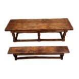 A 17TH CENTURY DESIGN BURR ELM MINIATURE APPRENTICE PIECE REFECTORY TABLE The single plank table,