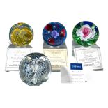 COLIN TERRIS & ALASTAIR MACINTOSH, SCOTLAND, A COLLECTION OF FOUR EDITIONED CAITHNESS PAPERWEIGHTS