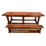 A 17TH CENTURY DESIGN YEW WOOD MINIATURE APPRENTICE PIECE REFECTORY TABLE The single plank table