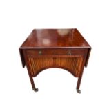 MANNER OF THOMAS CHIPPENDALE, A FREESTANDING GEORGE III PLUM MAHOGANY AND HARWOOD INLAID DROP FLAP