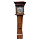 AN 18TH CENTURY DESIGN WALNUT LONGCASE CLOCK With gilt brass, silvered dial with subsidiary