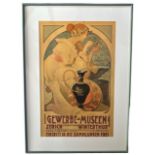 H. ABEGG, PAR9S, COLOURED LITHOGRAPH Art Nouveau Advertising Poster, titled ‘Gewerbe Museen,