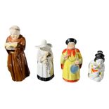 ROYAL WORCESTER, A COLLECTION OF FOUR PORCELAIN NOVELTY CANDLE SNUFFERS Comprising a Monk & Nun,