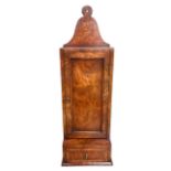 AN 18TH CENTURY GEORGE II DESIGN BURR WALNUT AND INLAID HANGING CANDLE CUPBOARD With single