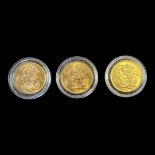 A COLLECTION OF THREE KING GEORGE V 22CT GOLD FULL SOVEREIGN COINS Consecutive years from 1926, 1927