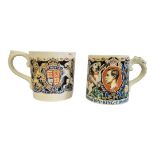 DAME LAURA KNIGHT, R.A., TWO CORONATION MUGS Designed and modelled by Dame Knight to commemorate