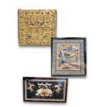 A COLLECTION OF THREE LATE 19TH/EARLY 20TH CENTURY CHINESE SILK TAPESTRIES Panel embroidered with