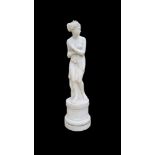 AFTER THE ANTIQUE, A LIFE SIZE STATUE FAUX MARBLE STATUE OF VENUS ITALICA On plinth base. (210cm