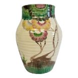 CLARICE CLIFF, BIZARRE RANGE, RHODANTHE PATTERN RIBBED BODY VASE Polychrome pastel painted with a