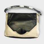 LULU GUINNESS, A MEDIUM LEATHER NICOLA PERSPEX SHOULDER BAG With black and stone leather, perspex