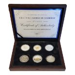 A SILVER COMMEMORATIVE HRH PRINCE GEORGE SIX COIN PROOF SET Comprising an Australia $1, Canada $5,