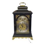 JAMES TREGENT, 1781 - 1806, AN EBONISED WOOD AND BRASS DOUBLE FUSÉE PULL REPEAT BRACKET CLOCK Having