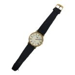 LONGINES, A GOLD PLATED GENT’S WRISTWATCH Circular white dial with Roman number markings and