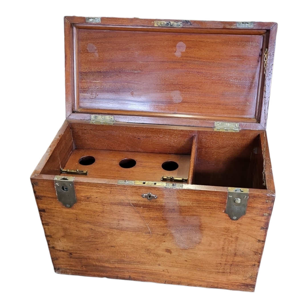 A LATE VICTORIAN MAHOGANY CASED TRAVELLING CELLARET/WINE COOLER The interior fitted with a six - Image 2 of 2