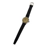 MOVADO, A VINTAGE STAINLESS STEEL GENT’S WRISTWATCH Gold tone dial with day/date calendar windows,